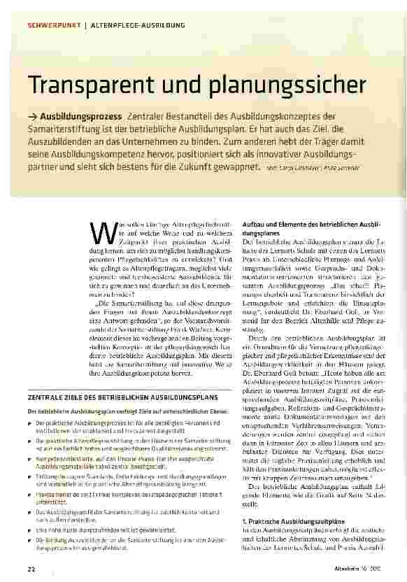 Vorschauseite 1: Transparent und planungssicher