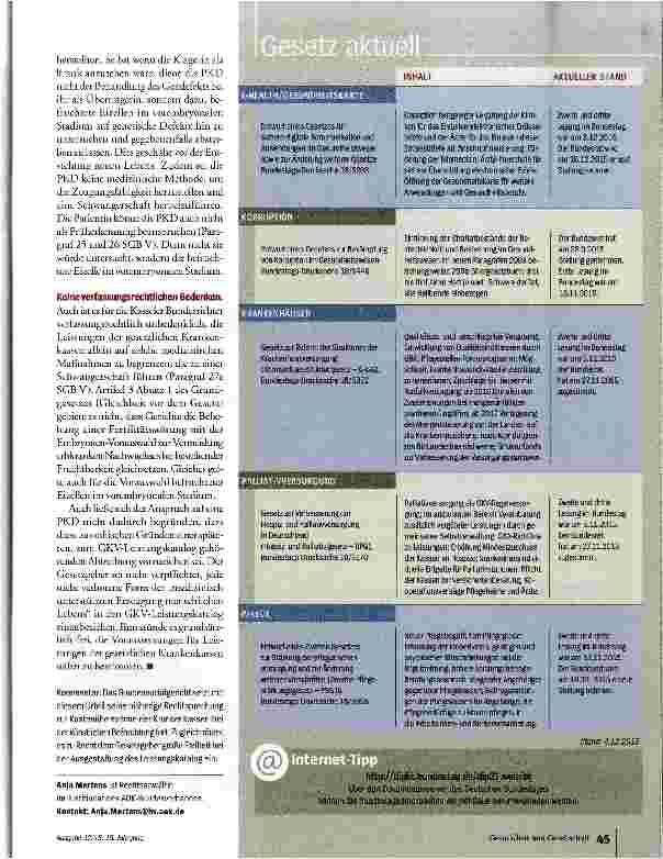 Vorschauseite 2: Gendiagnostik nicht auf Kassenkosten