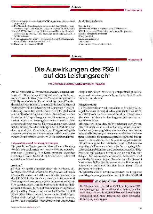 Vorschauseite 1: Die Auswirkungen des PSG auf das Leistungsrecht