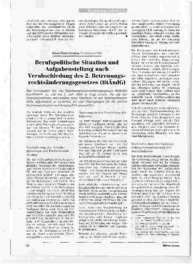 Vorschauseite 1: Berufspolitische Situation undAufgabenstellung nach Verabschiedung des 2. Betreuungs-rechtsänderungsgesetzes (BtÄndG)