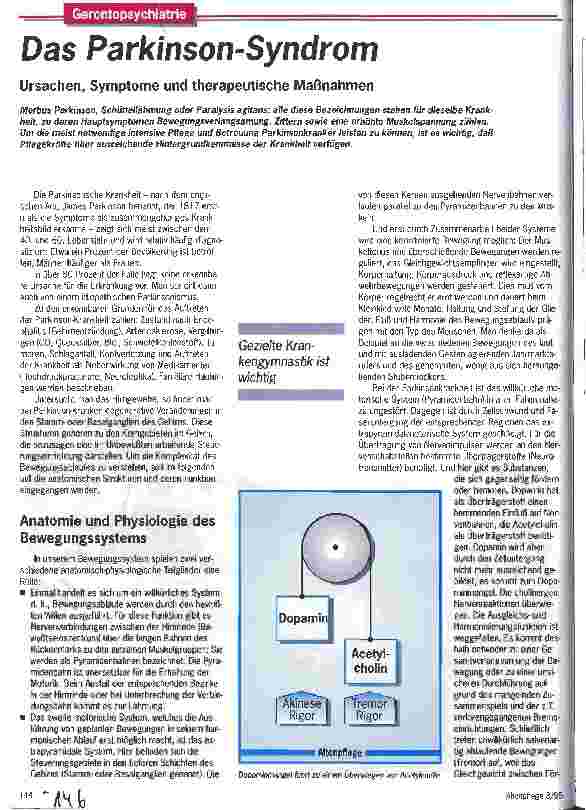 Vorschauseite 1: Das Parkinson-Syndrom Ursachen, Symptome und therapeutische Maßnahmen
