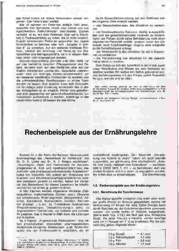 Vorschauseite 1: Rechenbeispiele aus der Ernährungslehre