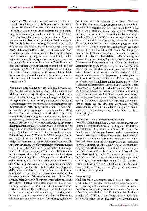 Vorschauseite 2: Vergütung für poststationäre Bestrahlungen