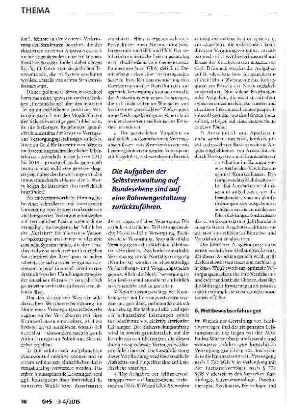Vorschauseite 5: Wettbewerb als Innovationsmotor: Aufgaben und Selbstverständnis der AOK Baden-Württemberg