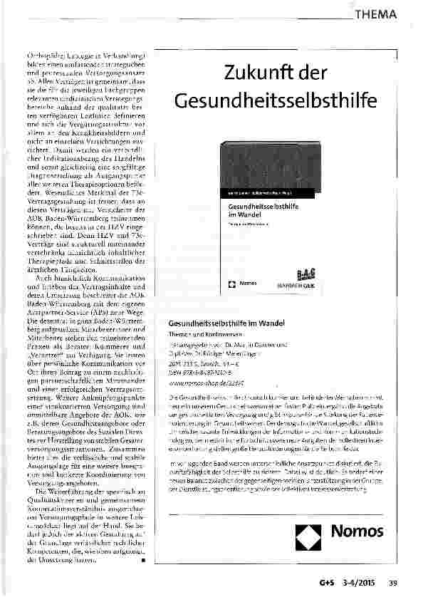 Vorschauseite 6: Wettbewerb als Innovationsmotor: Aufgaben und Selbstverständnis der AOK Baden-Württemberg