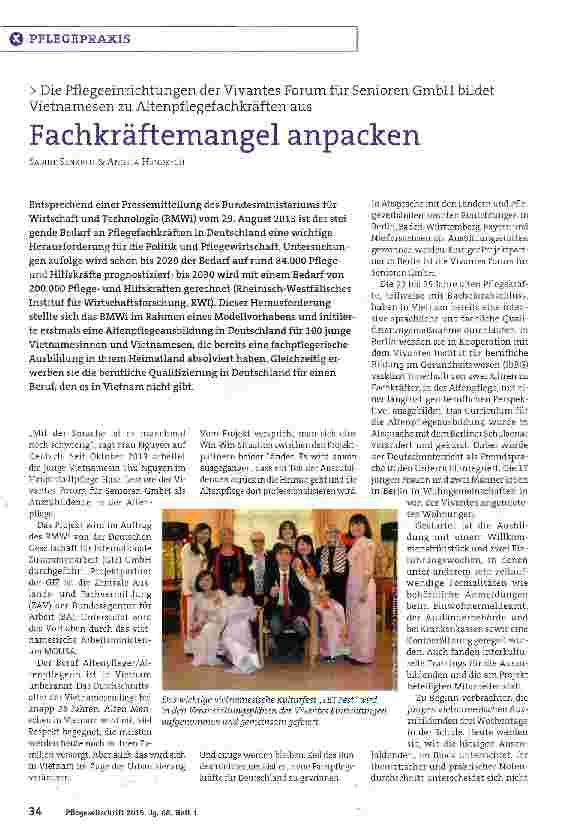 Vorschauseite 1: Die Pflegeeinrichtungen der Vivantes Forum für Senioren GmbH bildet Vietnamesen zu Altenpflegefachkräften aus Fachkräftemangel anpacken