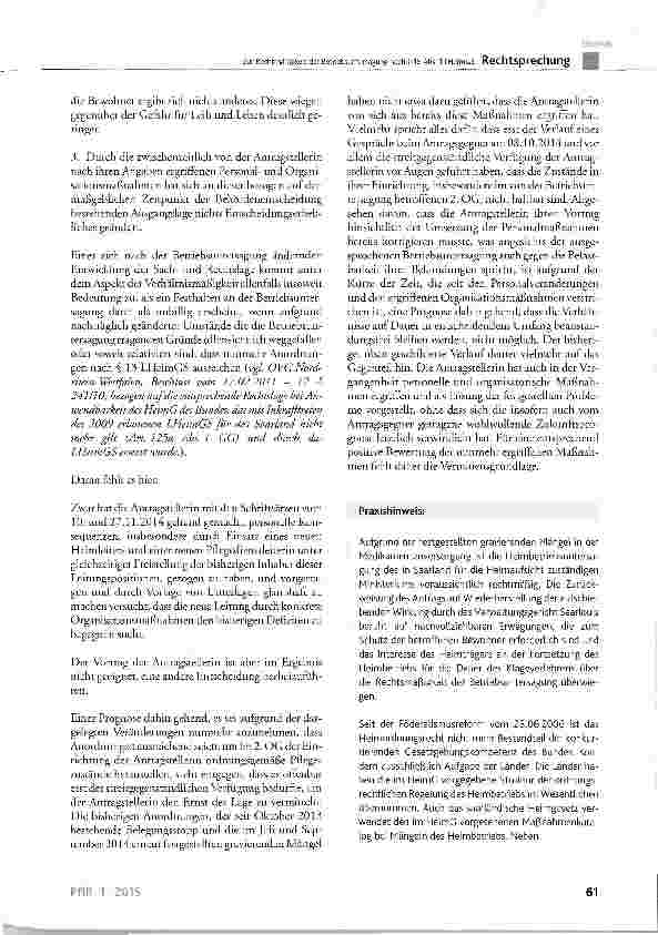 Vorschauseite 5: Zur Rechtmäßigkeit der Betriebsuntersagung nach § 15 Abs. 1 LHeimGS