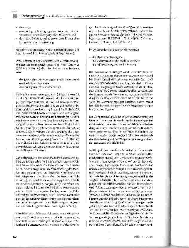 Vorschauseite 6: Zur Rechtmäßigkeit der Betriebsuntersagung nach § 15 Abs. 1 LHeimGS