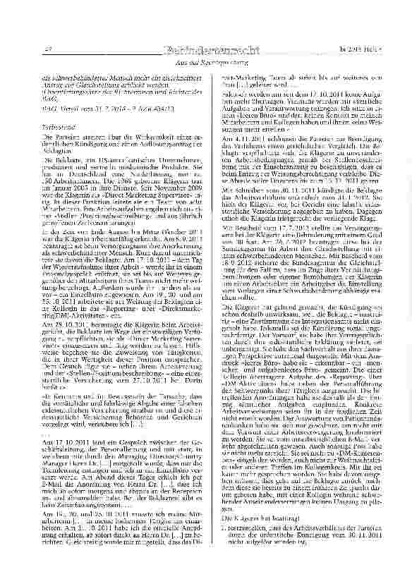 Vorschauseite 2: Ortendliche Kündigung wegen falscher eidesstattlicher Versicherung - Auflösungsantrag des Arbeitgebers