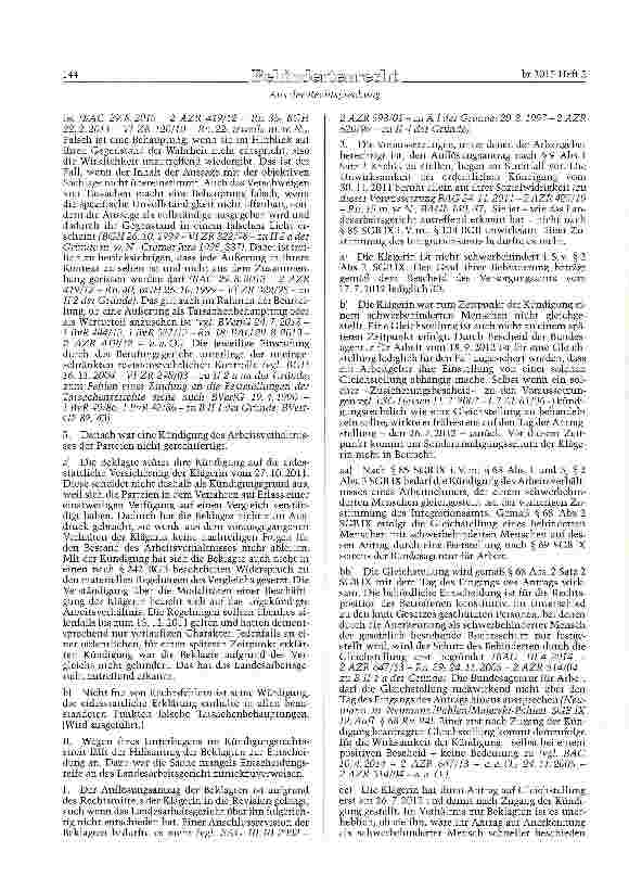 Vorschauseite 4: Ortendliche Kündigung wegen falscher eidesstattlicher Versicherung - Auflösungsantrag des Arbeitgebers