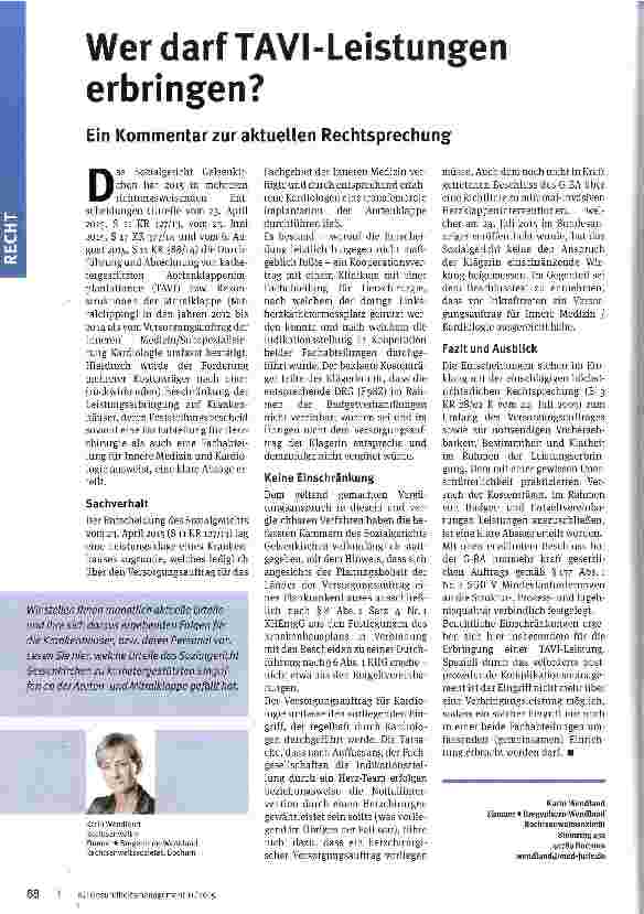 Vorschauseite 1: Wer darf TAVI-Leistungen erbringen?