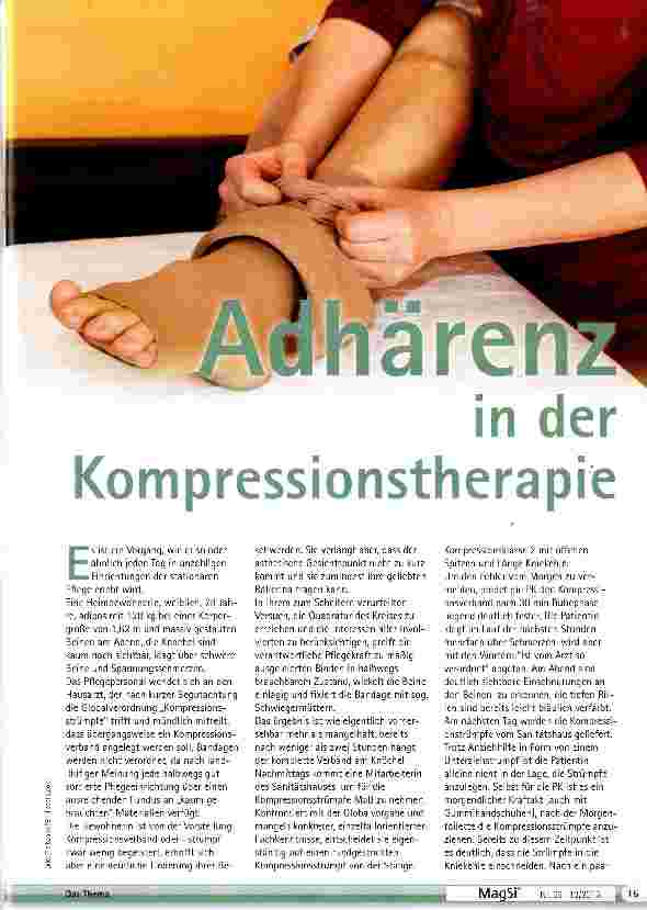 Vorschauseite 1: Adhärenz in der Kompressionstherapie