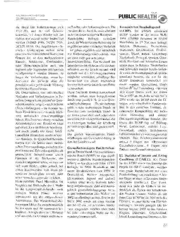 Vorschauseite 2: Panel-Erhebungen mit Gesundheitsbezug in Deutschland, Österreich und der Schweiz