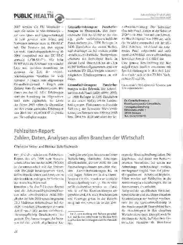 Vorschauseite 3: Panel-Erhebungen mit Gesundheitsbezug in Deutschland, Österreich und der Schweiz