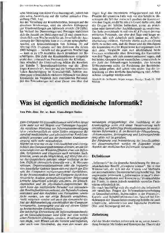 Vorschauseite 1: Was ist eigentlich medizinische Informatik