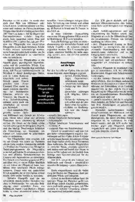 Vorschauseite 2: Gewalt gegen beruflich Pflegende Erklärung des International Council of Nurses