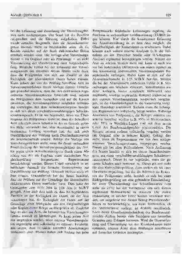 Vorschauseite 2: Bundessozialgericht hilft Ärzten bei RegressenBSG, Urteil vom 27. April 2005 - B6 KA 1/04 R