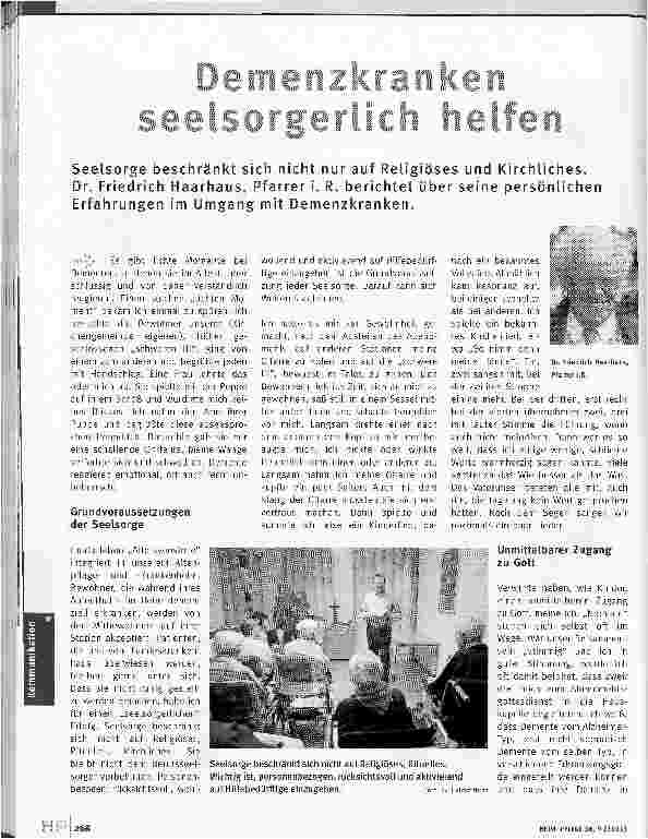 Vorschauseite 1: Demenzkranken seelsorgerlich helfen