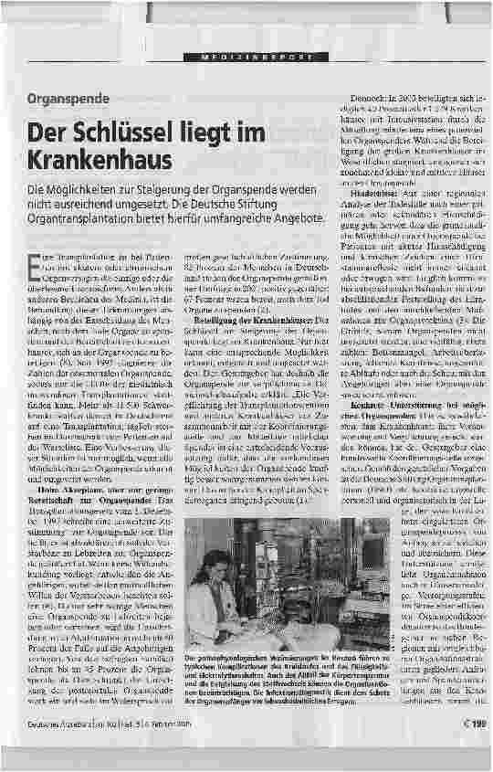 Vorschauseite 1: Der Schlüssel liegt im KrankenhausOrganspende
