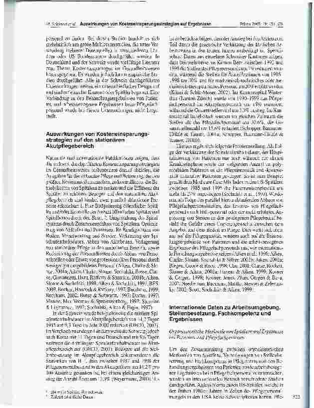 Vorschauseite 3: Auswirkungen von Kosteneinsparungsstrategien und Stellenbesetzung auf die Ergebnisse von Patienten und Pflegefachpersonen