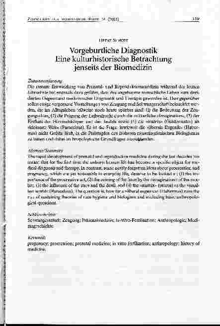 Vorschauseite 1: Vorgeburtliche DiagnostikEine kulturhistorische Betrachtung jenseits der Biomedizin