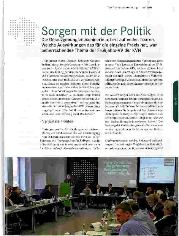 Vorschauseite 1: Sorgen mit der Politik