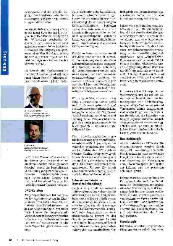 Vorschauseite 2: Neues im DRG-Katalog2015 Das System lernt weiter