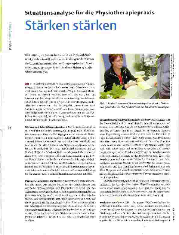 Vorschauseite 1: Situationsanalyse für die Physiotherapiepraxis Stärken stärken