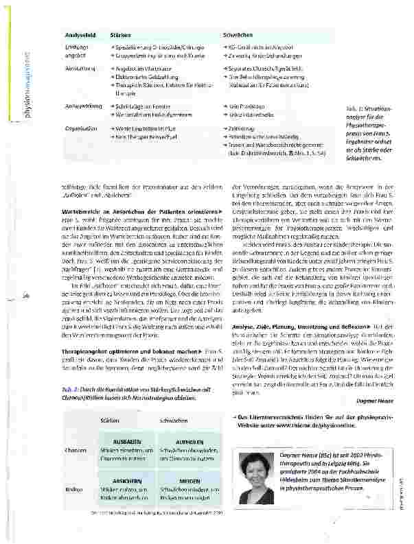 Vorschauseite 3: Situationsanalyse für die Physiotherapiepraxis Stärken stärken