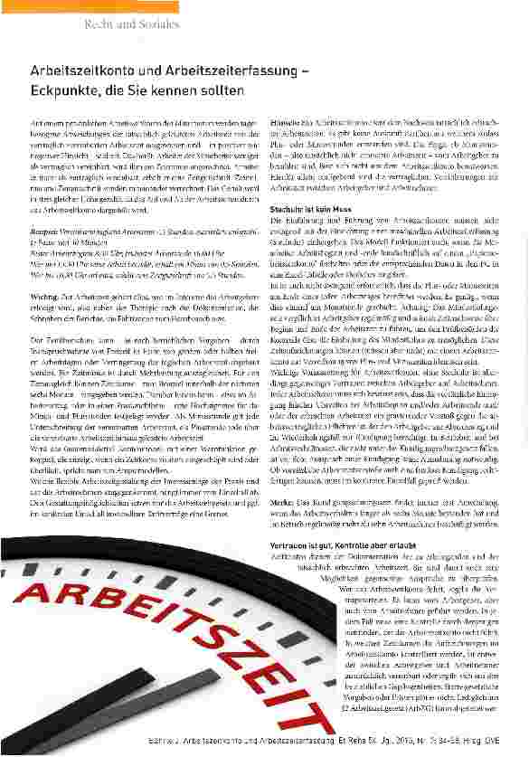 Vorschauseite 1: Arbeitszeitkonto und Arbeitszeiterfassung -Eckpunkte, die Sie kennen sollten