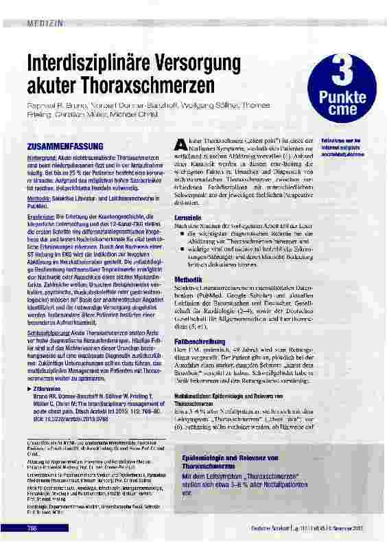 Vorschauseite 1: Interdisziplinäre Versorgung akuter Thoraxschmerzen