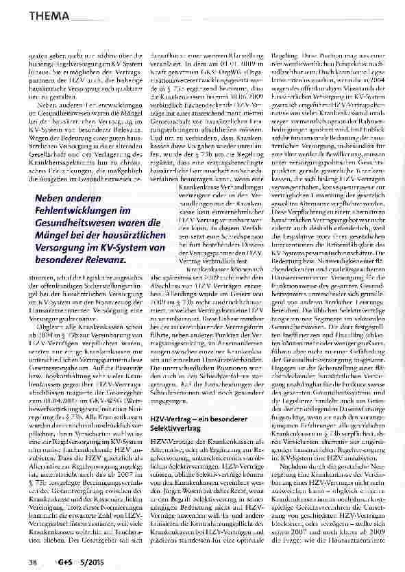 Vorschauseite 2: Hausarztzentrierte Versorgung nach § 73b SGB V: Vollversorgungs-oder Add-on-Vertrag?