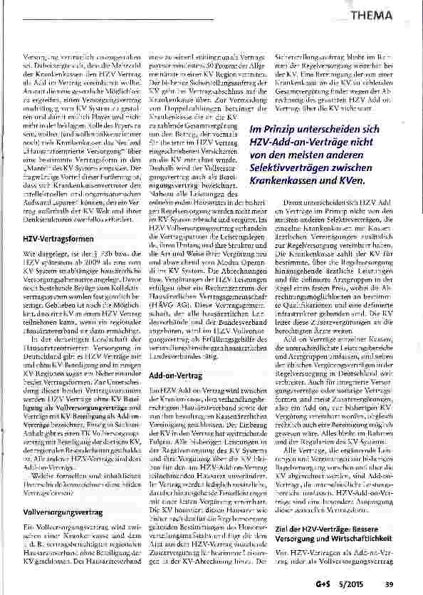 Vorschauseite 3: Hausarztzentrierte Versorgung nach § 73b SGB V: Vollversorgungs-oder Add-on-Vertrag?