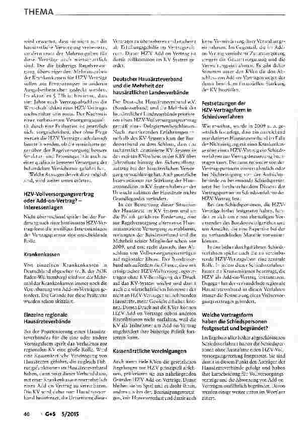 Vorschauseite 4: Hausarztzentrierte Versorgung nach § 73b SGB V: Vollversorgungs-oder Add-on-Vertrag?