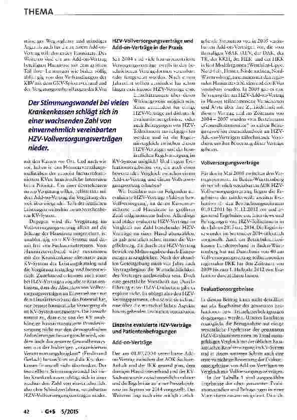 Vorschauseite 6: Hausarztzentrierte Versorgung nach § 73b SGB V: Vollversorgungs-oder Add-on-Vertrag?