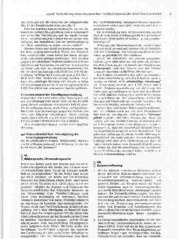 Vorschauseite 6: Veröffentlichung personenbezogener Daten von Beschäftigten des öffentlichen Dienstes im Internet