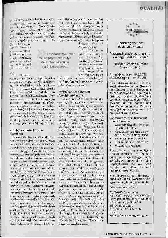 Vorschauseite 2: Qualität durch Bürokratie?Pflegequalität in Altenpflegeheimen