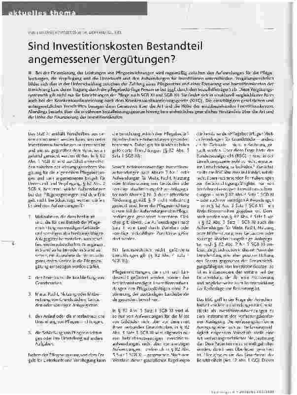 Vorschauseite 1: Sind Investitionskosten Bestandteil angemessener Vergütungen?