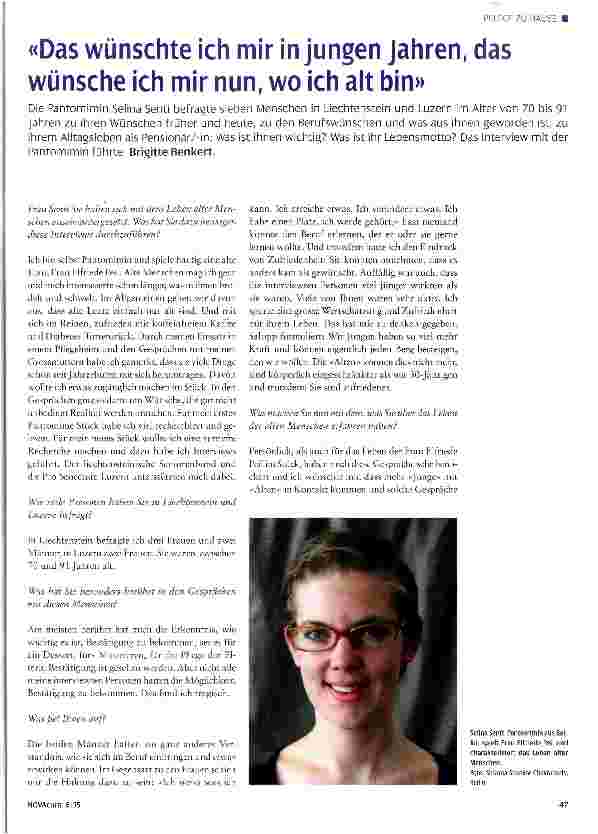 Vorschauseite 1: Das wünschte ich mir in jungen Jahren, das wünsche ich mir nun, wo ich alt bin