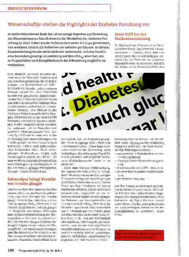 Vorschauseite 1: Wissenschaftler stellen die Highlights der Diabetes-Forschung vor