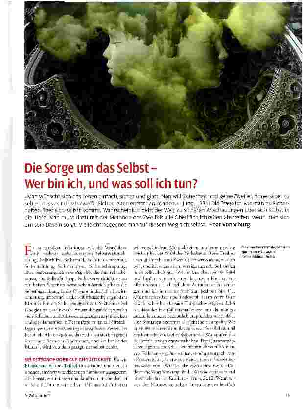 Vorschauseite 1: Die Sorge um das Selbst- Wer bin ich, und was soll ich tun?