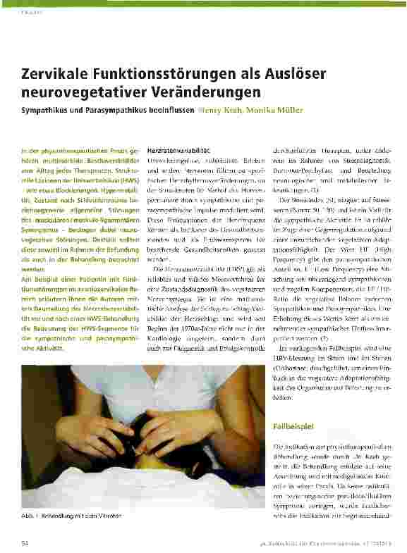 Vorschauseite 1: Zervikale Funktionsstörungen als Auslöser neurovegetativer Veränderungen