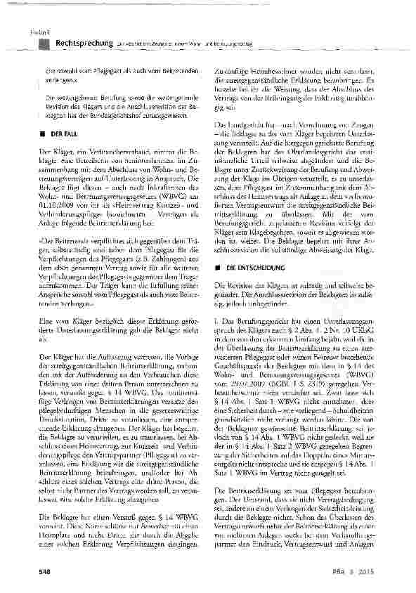 Vorschauseite 2: Zur »Beitrittserklärung« zu einem Wohnund BetreuungsvertragWBVG § 14 Abs. 1 Satz 1; UKLaC § 2 Abs. 1 Satz 1 und Abs. 2 Nr. 10