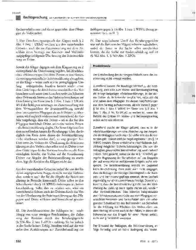 Vorschauseite 6: Zur »Beitrittserklärung« zu einem Wohnund BetreuungsvertragWBVG § 14 Abs. 1 Satz 1; UKLaC § 2 Abs. 1 Satz 1 und Abs. 2 Nr. 10