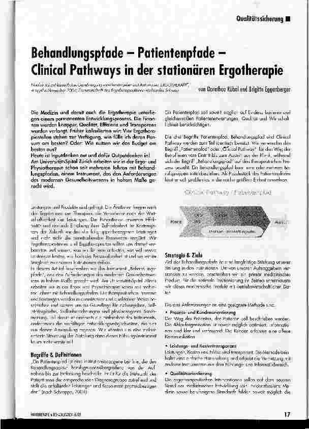 Vorschauseite 1: Behandlungspfade - Patientenpfade -Clinical Pathways in der stationären Ergotherapie