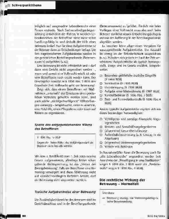 Vorschauseite 3: Betreuungsrecht: Fester Aberglaube statt sicheren Wissens. Mit Erläuterungen zu Änderungen ab dem 1. Juli 2005
