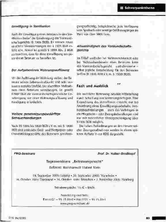 Vorschauseite 6: Betreuungsrecht: Fester Aberglaube statt sicheren Wissens. Mit Erläuterungen zu Änderungen ab dem 1. Juli 2005