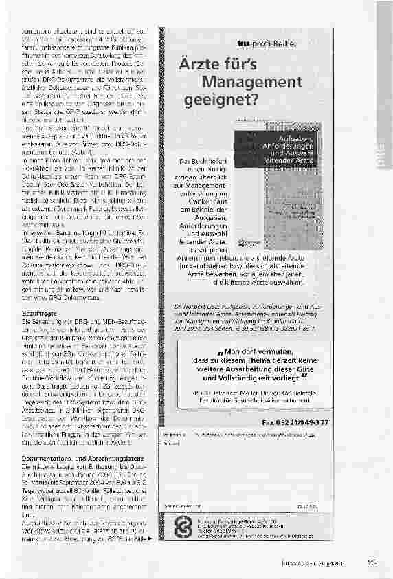 Vorschauseite 4: DRG-DokumentationsmodellIm Uniklinikum bewährt sich der Einsatz von DRG-Dokumentaren