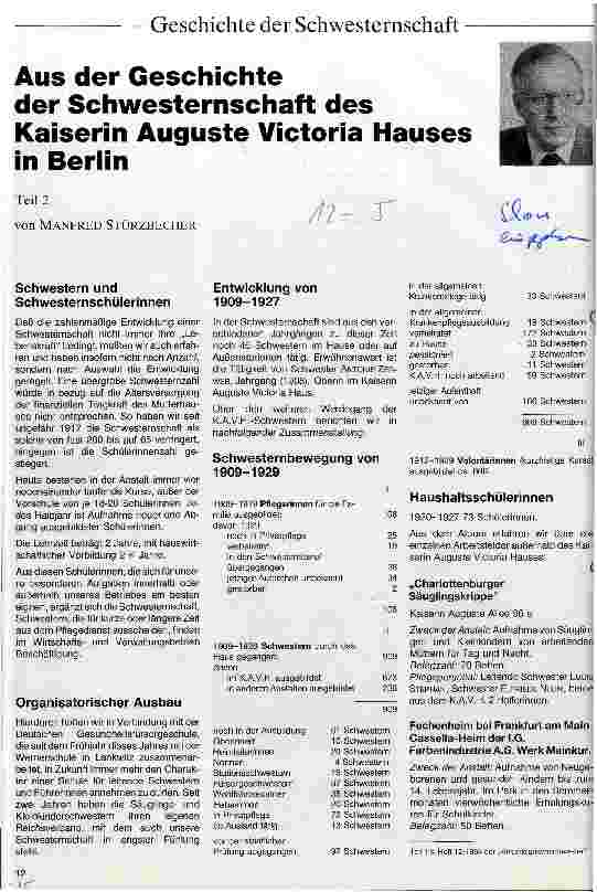 Vorschauseite 1: Aus der Geschichte der Schwesternschaft des Kaiserin Auguste Victoria Hauses in Berlin Teil 2