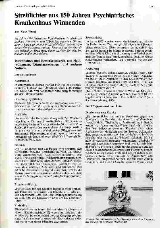 Vorschauseite 1: Streiflichter aus 150 Jahren Psychiatrisches Krankenhaus Winnenden
